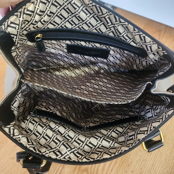 Tignanello Black and Tan Leather Medium Sized Satchel Bag - Picture 9 of 10